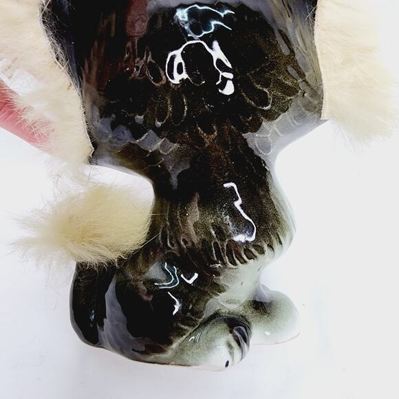 Vintage Norleans Japan Brown & White Ceramic Kitty with fluffy Ears & Tail - Picture 10 of 11